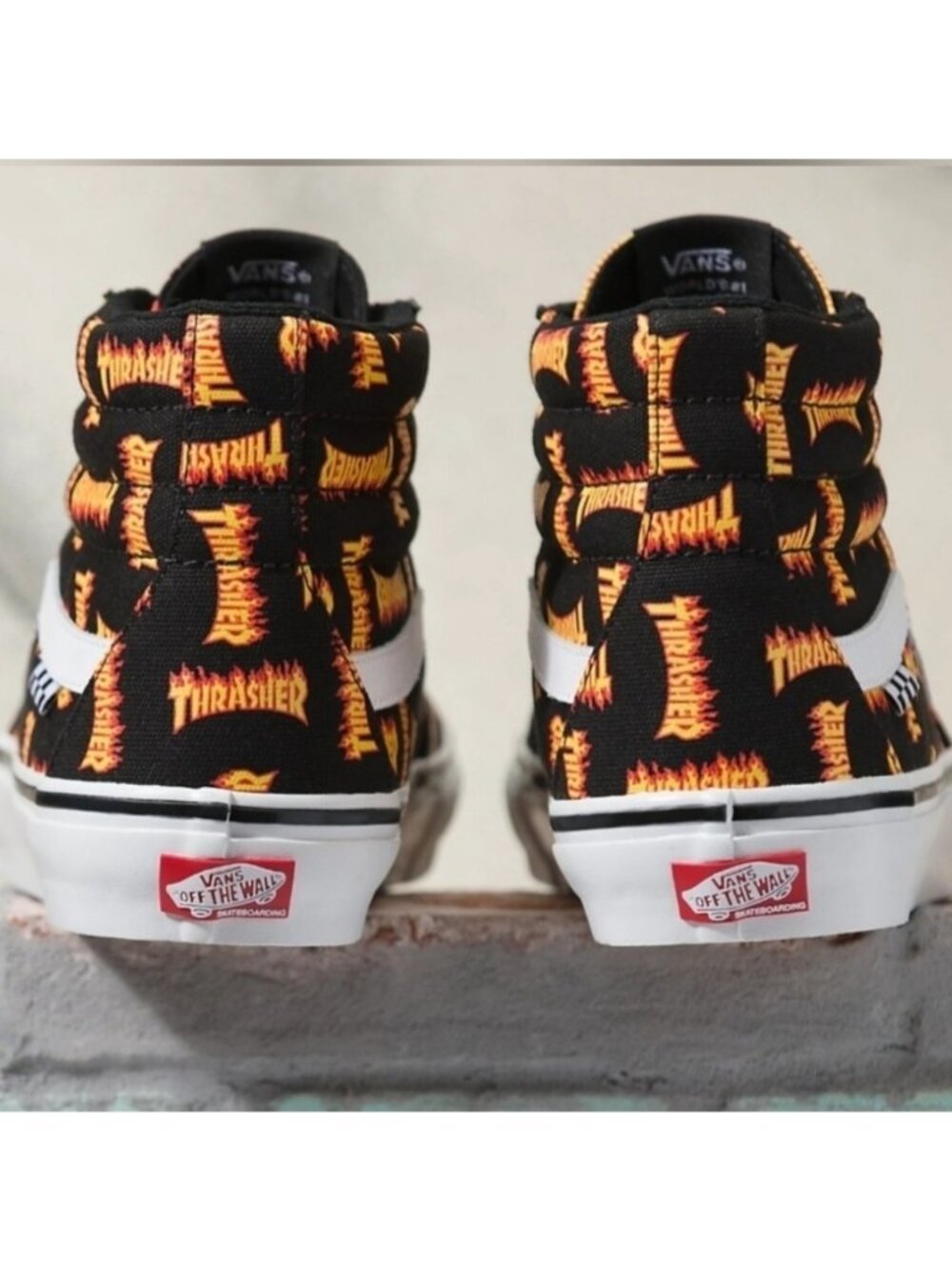Vans Thrasher Skate Sk8 Hi Men Logo Flame Black new Popcush Pro 1026 - Picture 5 of 8